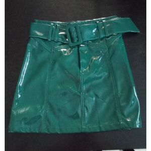 Small Green Pleather Mini Skirt by Forever 21 Juniors Perfect Condition